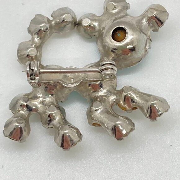 Vintage Set 2 Rhinestone Brooch Pin Blue Clear Gems Dogs Silver Tone Multi Prong - Picture 7 of 11